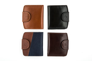 Small Bifold Wallet with Coin Holder & Button Clasp